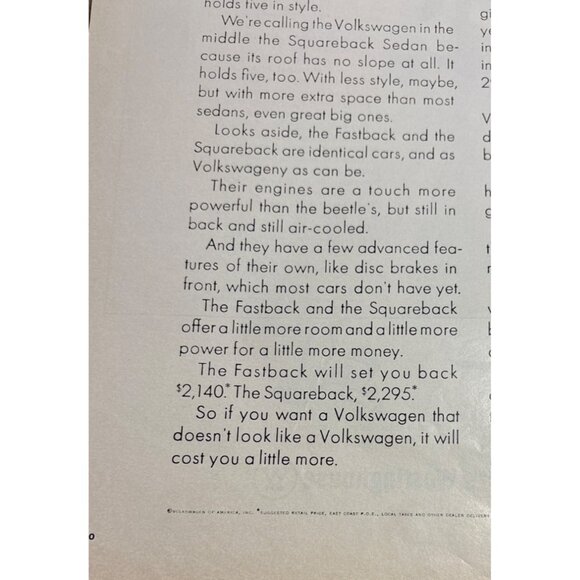 1960s Volkswagen Advertisement Double Page Fastback Squareback & Bug Models - Picture 7 of 12